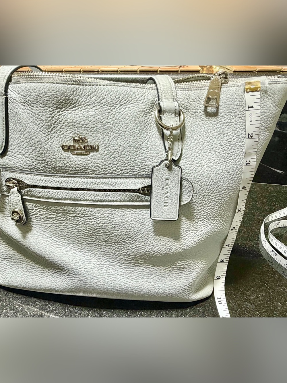 Coach Sky Blue Leather Tote - Picture 6 of 7